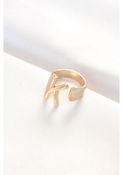 K Harfli Altın Renk Ayarlanabilir Yüzük fiyatları