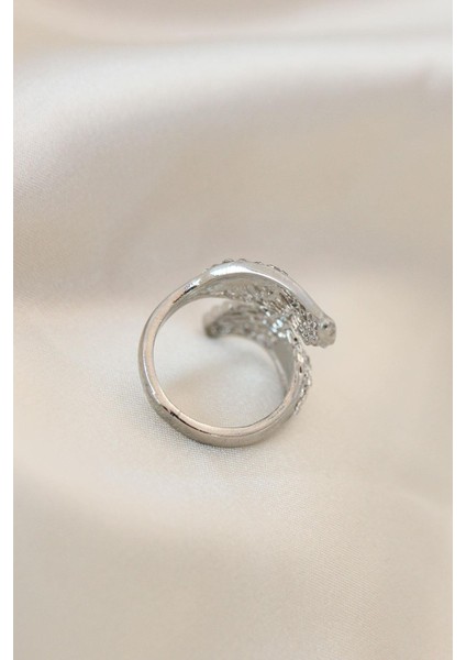 Ayarlamalı Silver Renk Metal Zirkon Taşlı Kanat Yüzük fiyatları