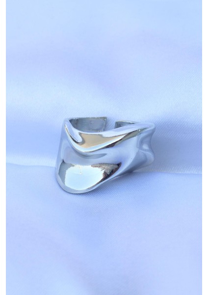 Pirinç Gümüş Renk Ayarlanabilir Kalın Ezme Yüzük fiyatları