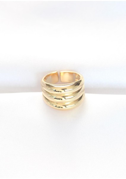 Gold Renk Ayarlanabilir Çizgili Bombe Yüzük fiyatları