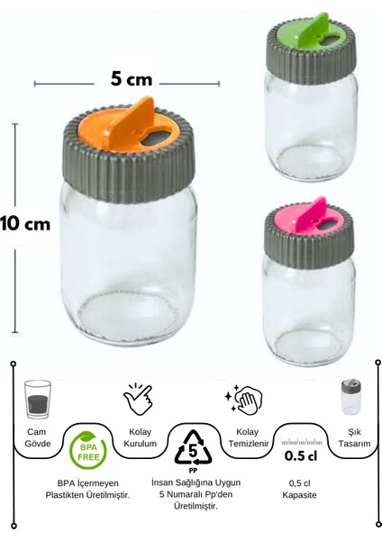 Plastivam 3’lü Tuzluk ve Baharatlık Seti – Şık ve Pratik Saklama Çözümü