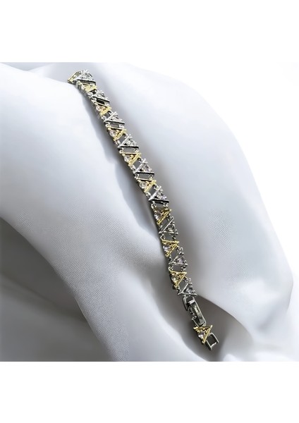 Vip Seri 14K Ayar Kuyum Model 18CM 2 cm Tek Taş Detaylı 316L Paslanmaz Çelik Gold Silver Bileklik fiyatları