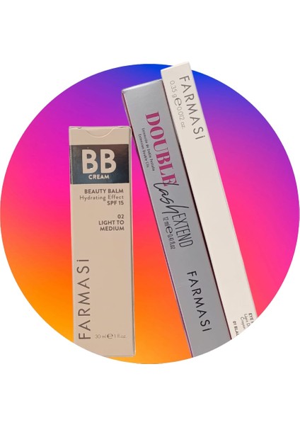 Bb Krem 02 - 30 ml +Double Lash Extend Mascara + Asansörlü Siyah Göz Kalemi  3 Lü Set