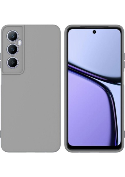 Realme C65 Uyumlu Silikon Kılıf - Kamera Korumalı Esnek Pastel Renk Kapak - Gri