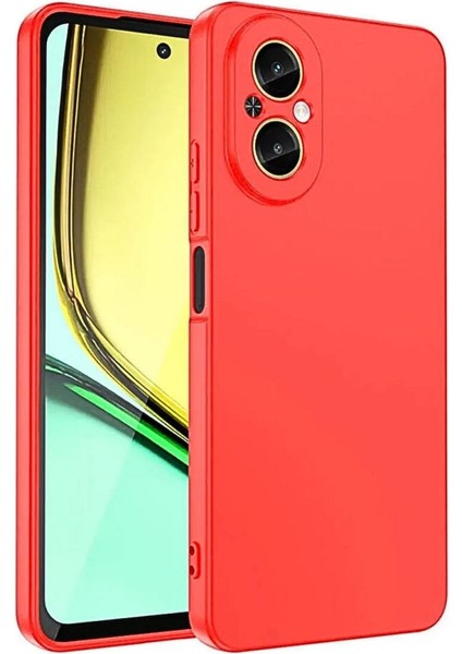Realme C67 Uyumlu Silikon Kılıf - Kamera Korumalı Esnek Pastel Renk Kapak - Kırmızı