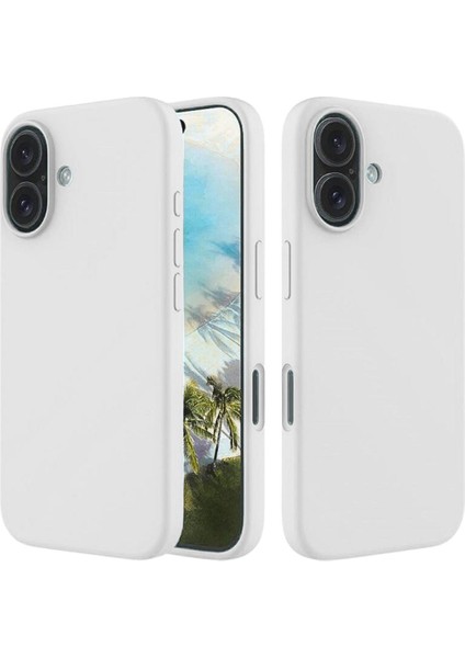 Apple iPhone 16 Uyumlu Silikon Kılıf - Pastel Renk Tonu Esnek Tam Koruma Kapak - Beyaz