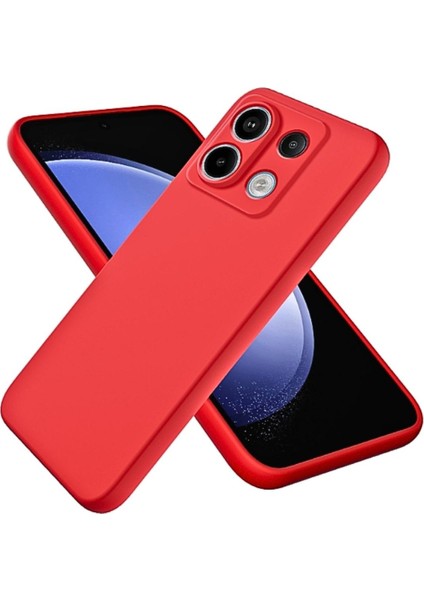 Poco X6 Uyumlu Silikon Kılıf - Kamera Korumalı Esnek Pastel Renk Kapak - Kırmızı