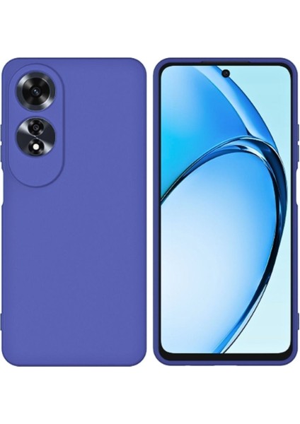 Oppo A60 Uyumlu Silikon Kılıf - Kamera Korumalı Esnek Pastel Renk Kapak - Lacivert