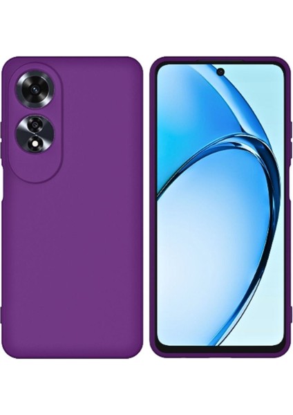 Oppo A60 Uyumlu Silikon Kılıf - Kamera Korumalı Esnek Pastel Renk Kapak - Mor