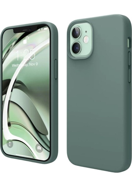 Apple iPhone 12 Uyumlu Silikon Kılıf - Pastel Renk Tonu Esnek Tam Koruma Kapak - Yeşil