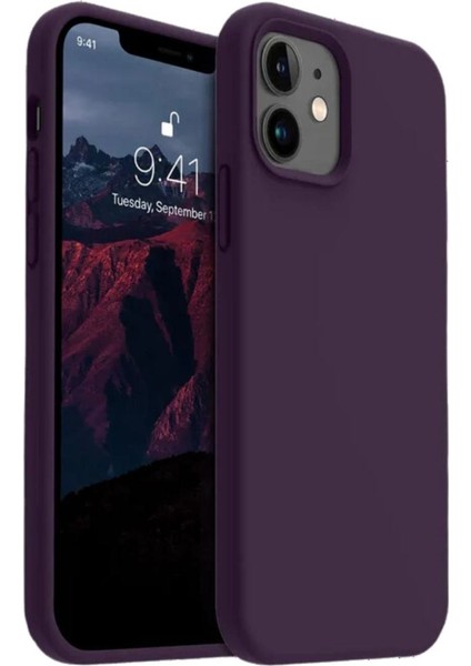 Apple iPhone 12 Uyumlu Silikon Kılıf - Pastel Renk Tonu Esnek Tam Koruma Kapak - Mor