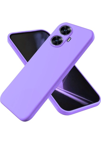 Realme C55 Uyumlu Silikon Kılıf - Kamera Korumalı Esnek Pastel Renk Kapak - Lila