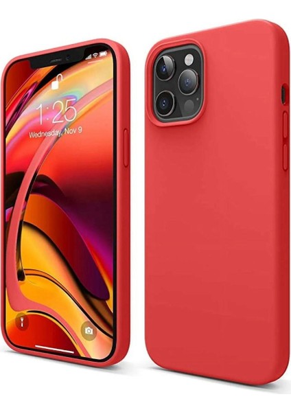 Apple iPhone 12 Pro Uyumlu Silikon Kılıf - Pastel Renk Tonu Esnek Tam Koruma Kapak - Kırmızı