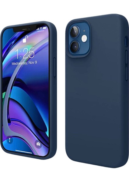Apple iPhone 12 Mini Uyumlu Silikon Kılıf - Pastel Renk Tonu Esnek Tam Koruma Kapak - Lacivert