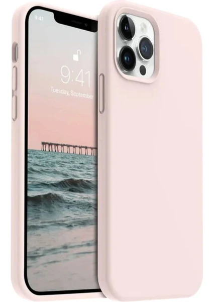 Apple iPhone 12 Pro Max Uyumlu Silikon Kılıf - Pastel Renk Esnek Tam Koruma Kapak - Pudra Pembe