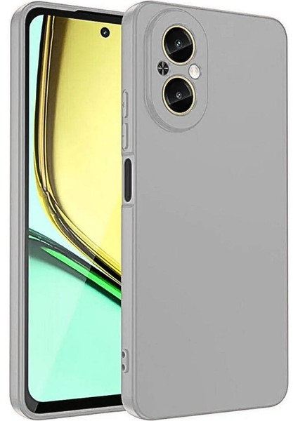 Realme 12 Lite Uyumlu Silikon Kılıf - Kamera Korumalı Esnek Pastel Renk Kapak - Gri