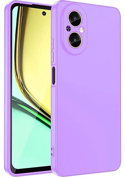 Realme C67 Uyumlu Silikon Kılıf - Kamera Korumalı Esnek Pastel Renk Kapak - Lila