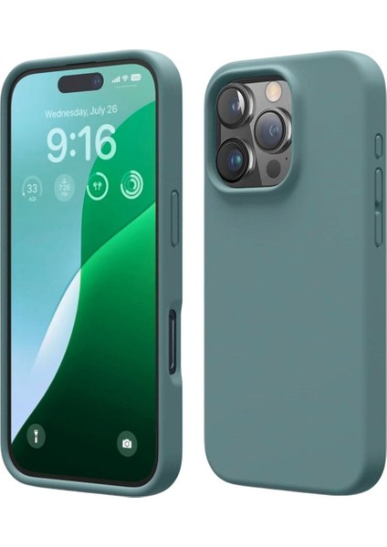 Apple iPhone 16 Pro Max Uyumlu Silikon Kılıf - Pastel Renk Esnek Tam Koruma Kapak - Yeşil