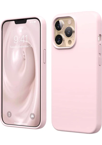 Apple iPhone 13 Pro Max Uyumlu Silikon Kılıf - Pastel Renk Esnek Tam Koruma Kapak - Pudra Pembe