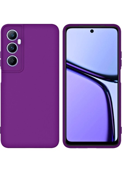 Realme C65 Uyumlu Silikon Kılıf - Kamera Korumalı Esnek Pastel Renk Kapak - Mor