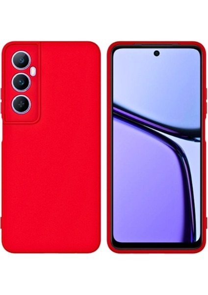 Realme C65 Uyumlu Silikon Kılıf - Kamera Korumalı Esnek Pastel Renk Kapak - Kırmızı