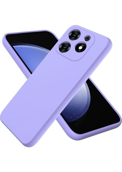 Infinix Hot 40i Uyumlu Silikon Kılıf - Kamera Korumalı Esnek Pastel Renk Kapak - Lila