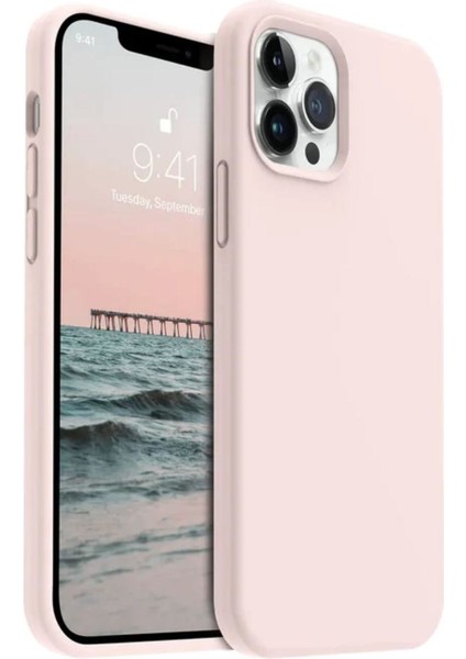 Apple iPhone 12 Pro Uyumlu Silikon Kılıf - Pastel Renk Tonu Esnek Tam Koruma Kapak - Pudra Pembe