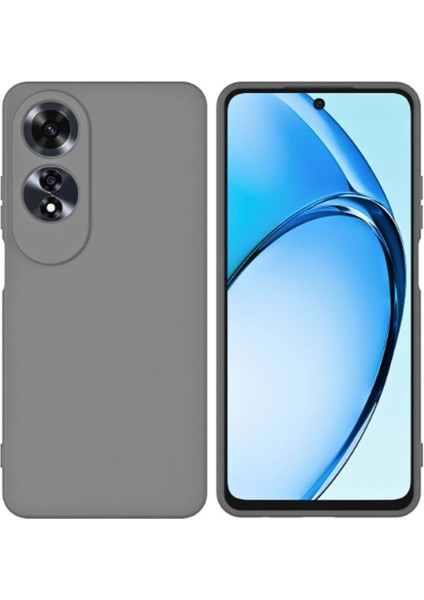 Oppo A60 Uyumlu Silikon Kılıf - Kamera Korumalı Esnek Pastel Renk Kapak - Gri