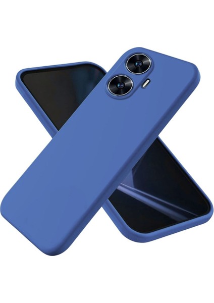 Realme C55 Uyumlu Silikon Kılıf - Kamera Korumalı Esnek Pastel Renk Kapak - Lacivert