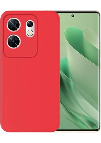 Infinix Zero 30 4G Uyumlu Silikon Kılıf - Kamera Korumalı Esnek Pastel Renk Kapak - Kırmızı