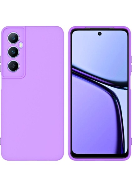 Realme C65 Uyumlu Silikon Kılıf - Kamera Korumalı Esnek Pastel Renk Kapak - Lila