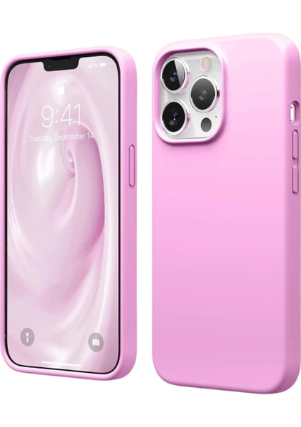 Apple iPhone 13 Pro Max Uyumlu Silikon Kılıf - Pastel Renk Esnek Tam Koruma Kapak - Pembe