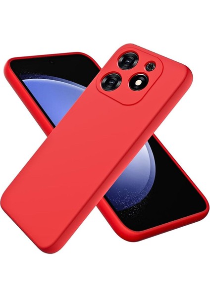 Infinix Hot 40i Uyumlu Silikon Kılıf - Kamera Korumalı Esnek Pastel Renk Kapak - Kırmızı