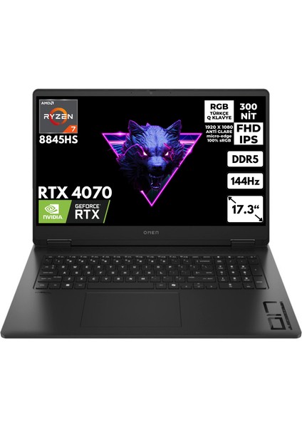 Omen 17-DB0021NT R7-8845HS 24-Gbddr5 2 Tbssd RTX4070 (8 Gb) 17.3" Fhd Windows 10 Pro A44QSEAHMFY69