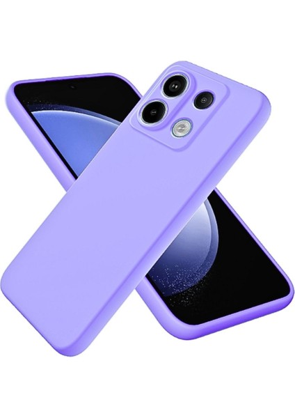 Poco X6 Uyumlu Silikon Kılıf - Kamera Korumalı Esnek Pastel Renk Kapak - Lila