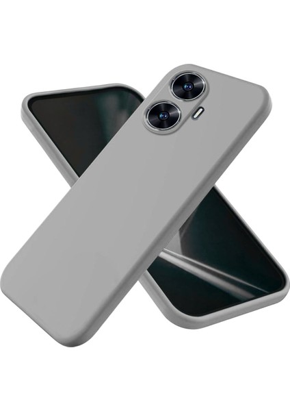 Realme C55 Uyumlu Silikon Kılıf - Kamera Korumalı Esnek Pastel Renk Kapak - Gri