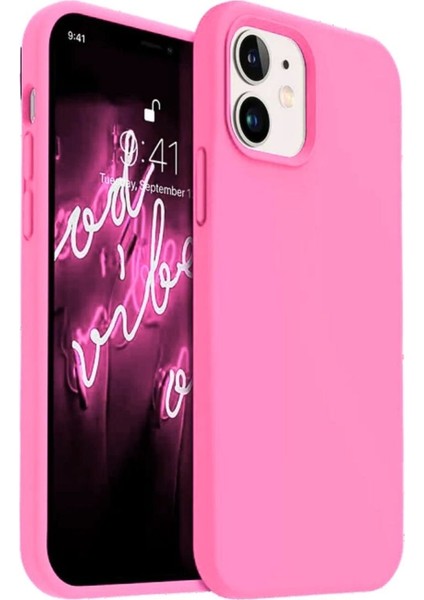 Apple iPhone 12 Uyumlu Silikon Kılıf - Pastel Renk Tonu Esnek Tam Koruma Kapak - Pembe