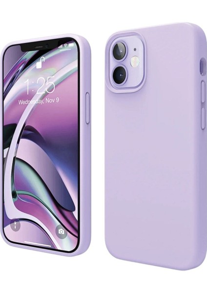 Apple iPhone 12 Mini Uyumlu Silikon Kılıf - Pastel Renk Tonu Esnek Tam Koruma Kapak - Lila