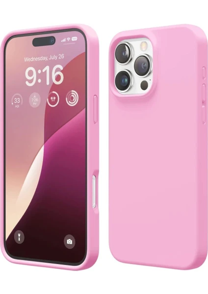 Apple iPhone 15 Pro Uyumlu Silikon Kılıf - Pastel Renk Esnek Tam Koruma Kapak - Pembe