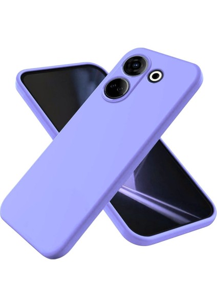 Tecno Camon 20 Uyumlu Silikon Kılıf - Kamera Korumalı Esnek Pastel Renk Kapak - Lila
