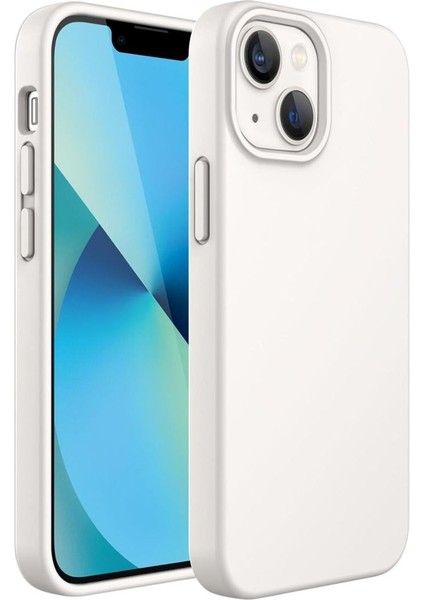 Apple iPhone 13 Mini Uyumlu Silikon Kılıf - Pastel Renk Tonu Esnek Tam Koruma Kapak - Beyaz
