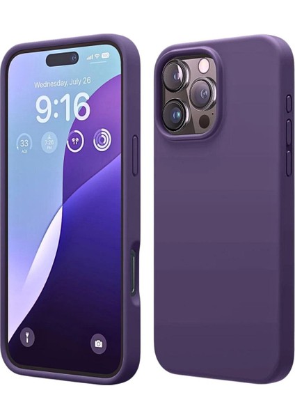 Apple iPhone 14 Pro Max Uyumlu Silikon Kılıf - Pastel Renk Esnek Tam Koruma Kapak - Mor