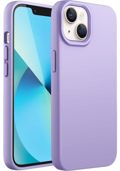 Apple iPhone 13 Mini Uyumlu Silikon Kılıf - Pastel Renk Tonu Esnek Tam Koruma Kapak - Lila