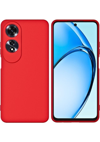 Oppo A60 Uyumlu Silikon Kılıf - Kamera Korumalı Esnek Pastel Renk Kapak - Kırmızı