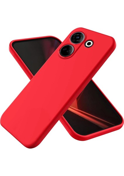 Tecno Camon 20 Pro Uyumlu Silikon Kılıf - Kamera Korumalı Esnek Pastel Renk Kapak - Kırmızı