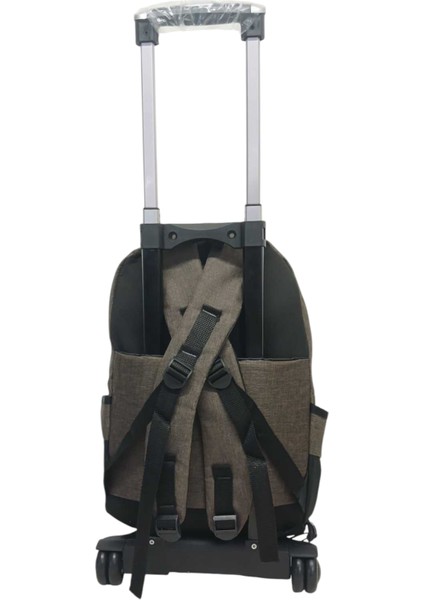 Rowan Tekerlekl 2 Kademeli Çekçekli Kahverengi Laptop Bölmeli Özel Fermuar Okul Sırt Çantası 44*34*23 cm indirimleri