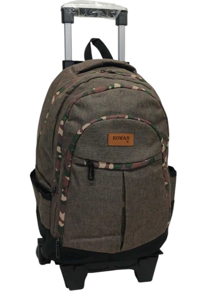 Rowan Tekerlekl 2 Kademeli Çekçekli Kahverengi Laptop Bölmeli Özel Fermuar Okul Sırt Çantası 44*34*23 cm fiyatları
