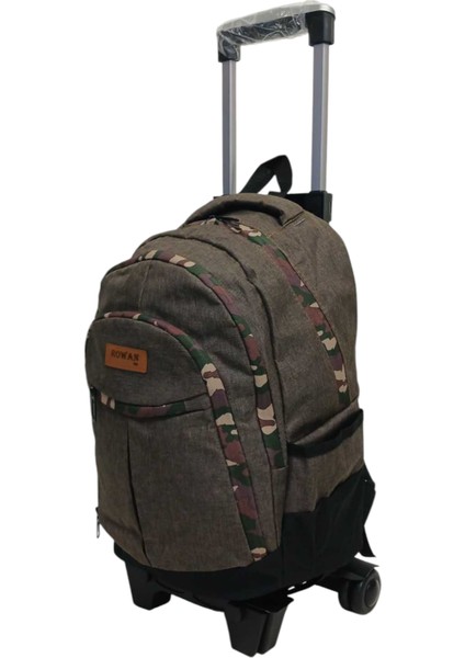 Rowan Tekerlekl 2 Kademeli Çekçekli Kahverengi Laptop Bölmeli Özel Fermuar Okul Sırt Çantası 44*34*23 cm modelleri
