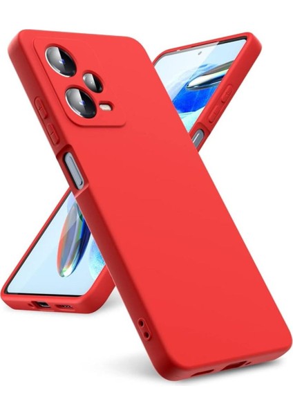 Redmi Note 12 Pro 5G Uyumlu Silikon Kılıf - Kamera Korumalı Esnek Pastel Renk Kapak - Kırmızı