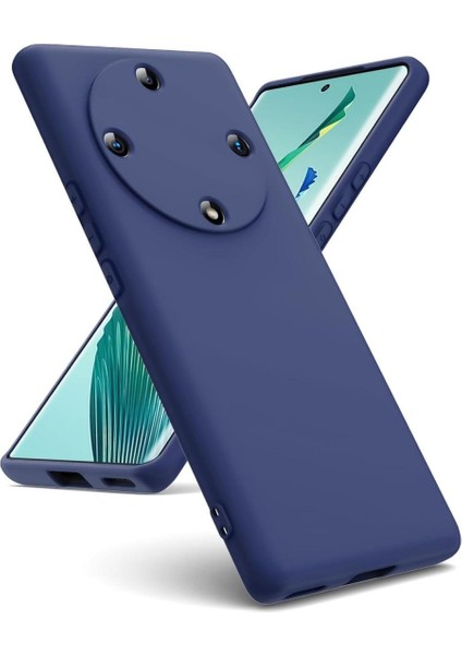 Honor X9A Uyumlu Silikon Kılıf - Kamera Korumalı Esnek Pastel Renk Kapak - Lacivert